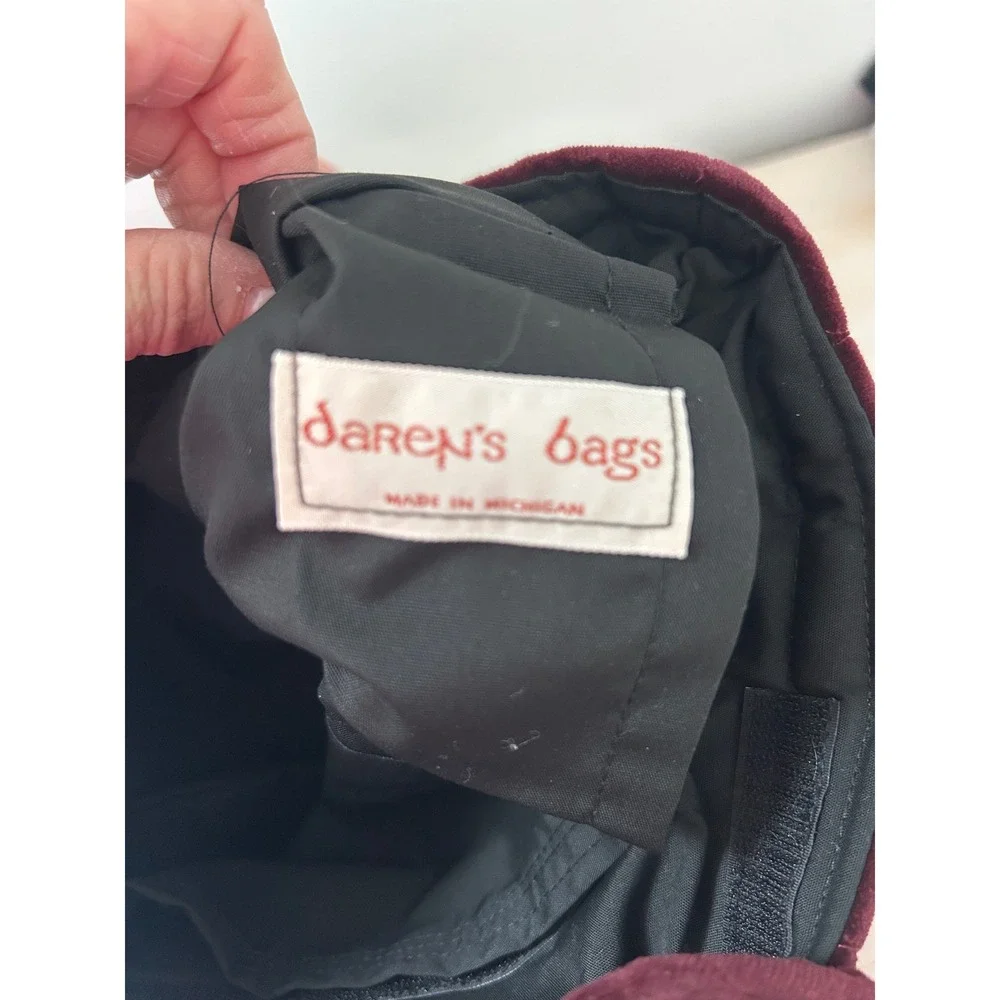 Daren's Bags Boho Burgundy Quilted Velvet Tote Shoulder Bag Handmade In Michigan